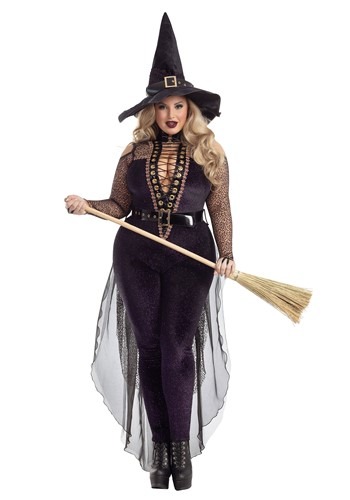 8.) Plus Size Midnight Violet Witch Costume for Women