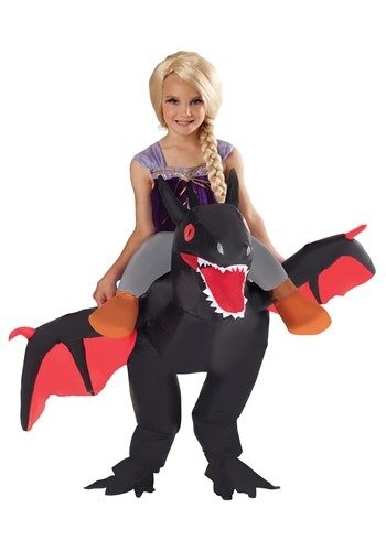 Inflatable Black Ride On Dragon Kid's Costume