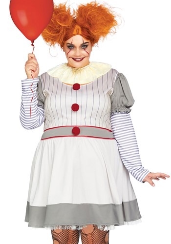 28.) Women's Plus Creepy Clown Costume
