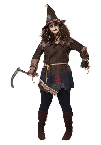 4.) Women's Plus Size Creepy Scarecrow Costume