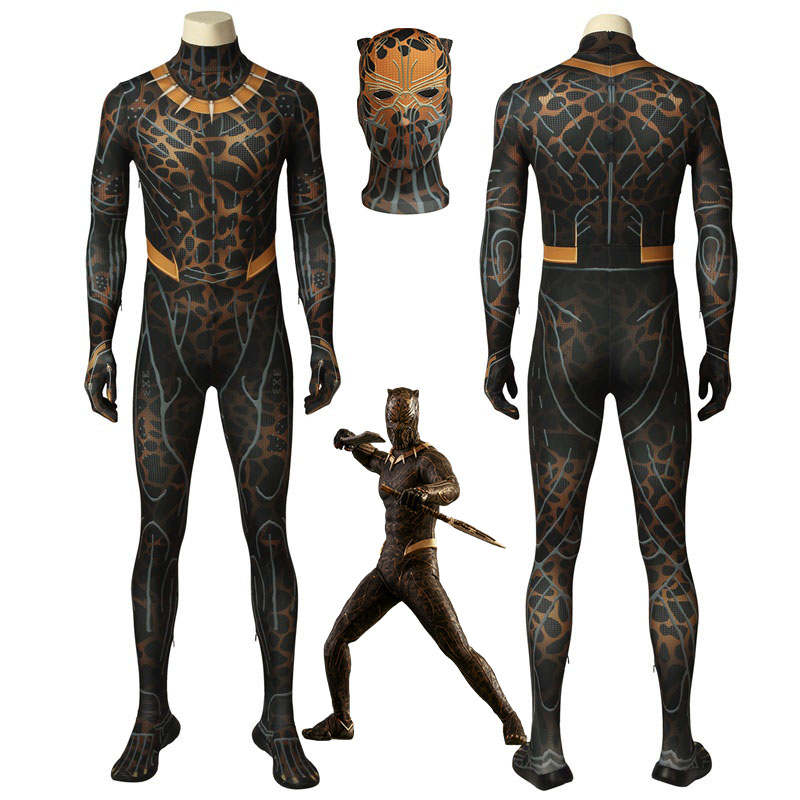 Black Panther Erik Stevens Killmonger Cosplay Costume 3D Printed