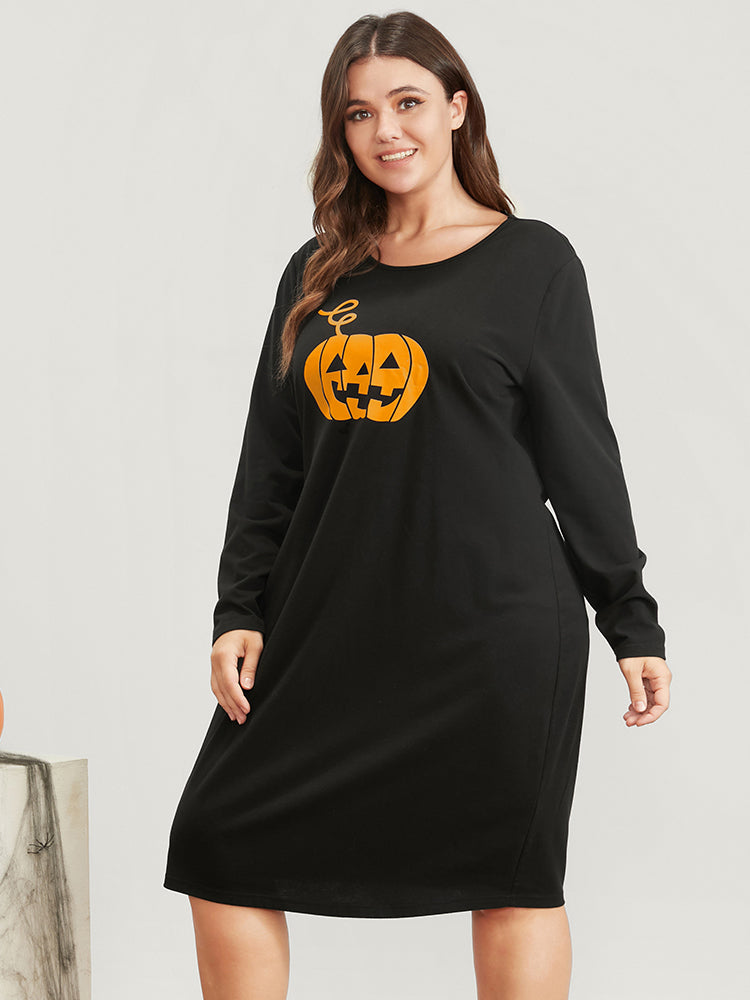 Halloween Pumpkin Print Bodycon Dress