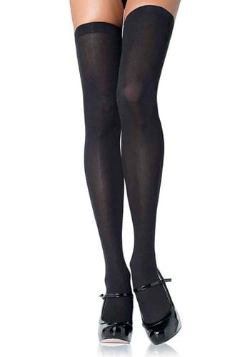 13.) Plus Size Black Opaque Nylon Thigh High Tights for Women