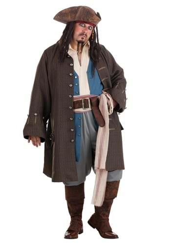 12.) Plus Size Jack Sparrow Men's Deluxe Pirate Costume