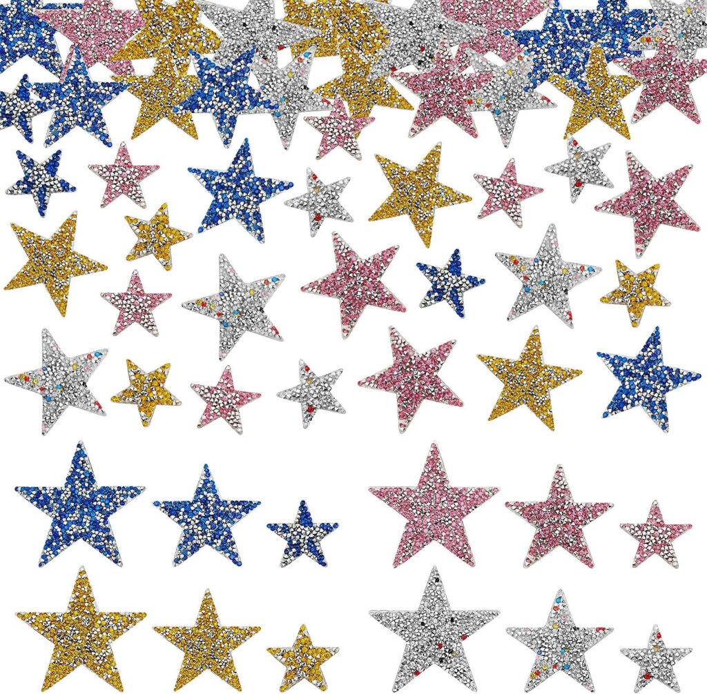 Iron on Star Patches with multi colors and size