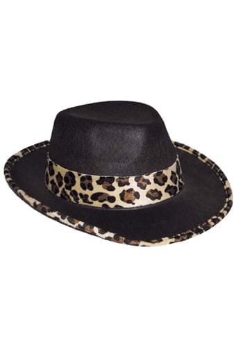 10.) Black Velvet Leopard Trim Pimp Costume Hat