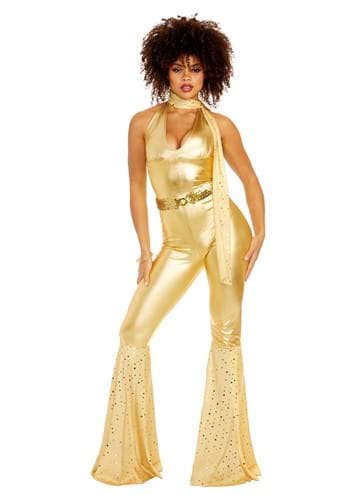 9.) Women's Gold Adult 70's-80s Pimp Costume