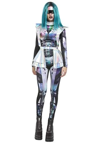 11.) Womens Metallic Cyber Alien Costume