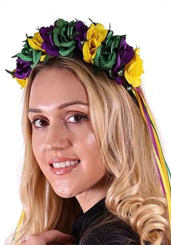 7.) Women's Mardi Gras Floral Crown Costume Headband