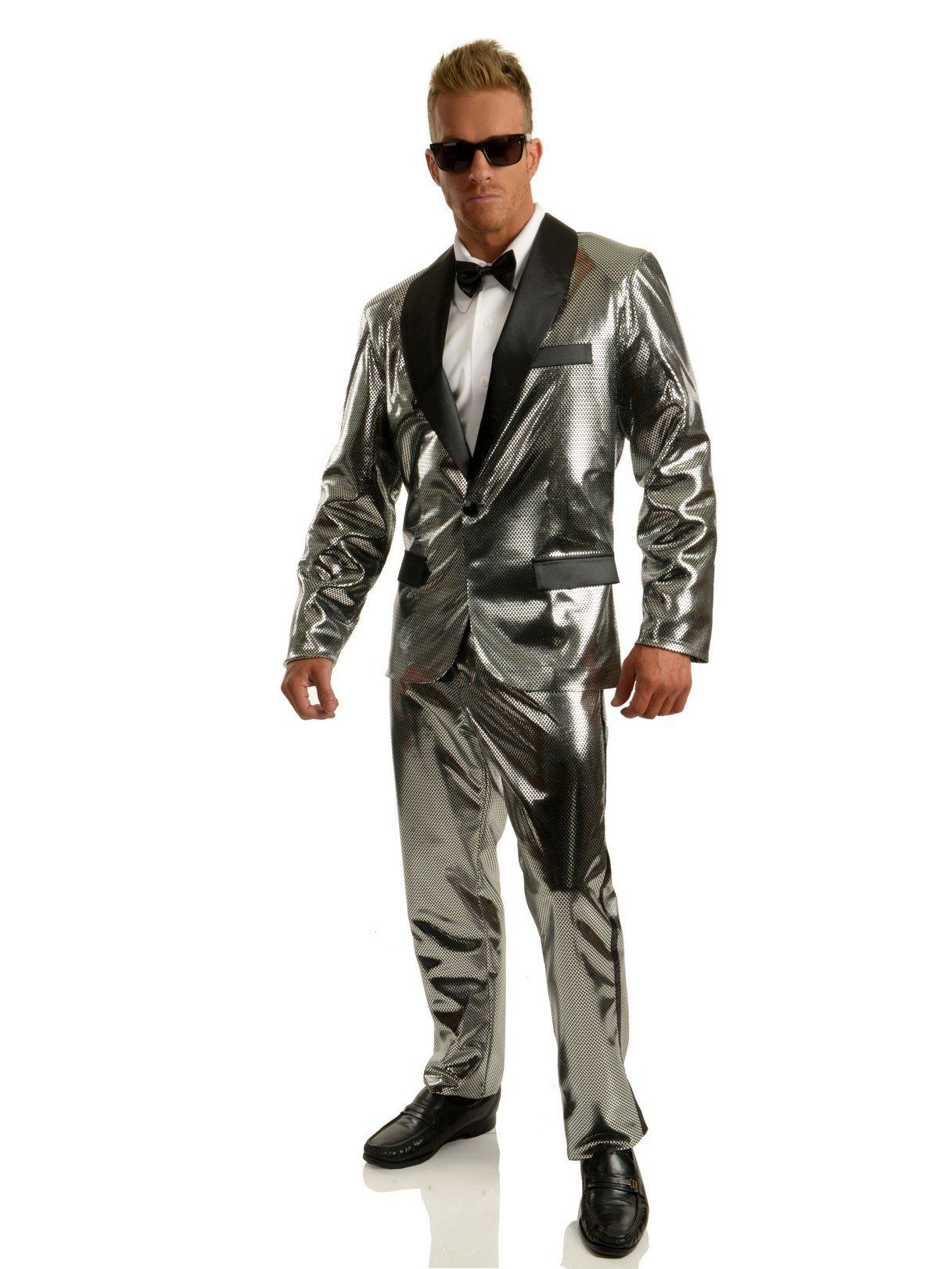 #20 Adult Disco Ball Tuxedo Set w/Pants Silver Costume