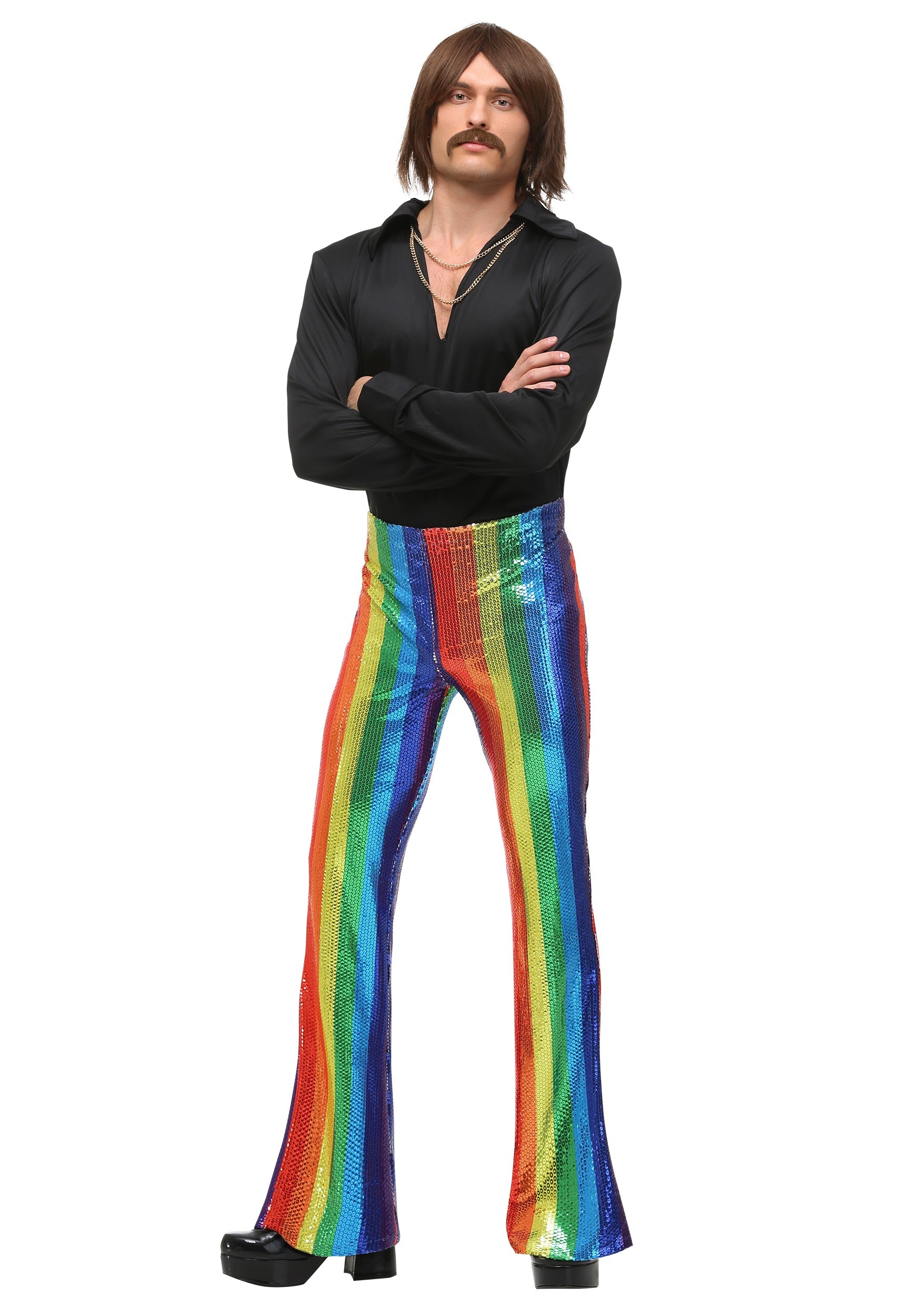 #22 Men's Disco King Costume w/ 70s Sequin Rainbow Pants