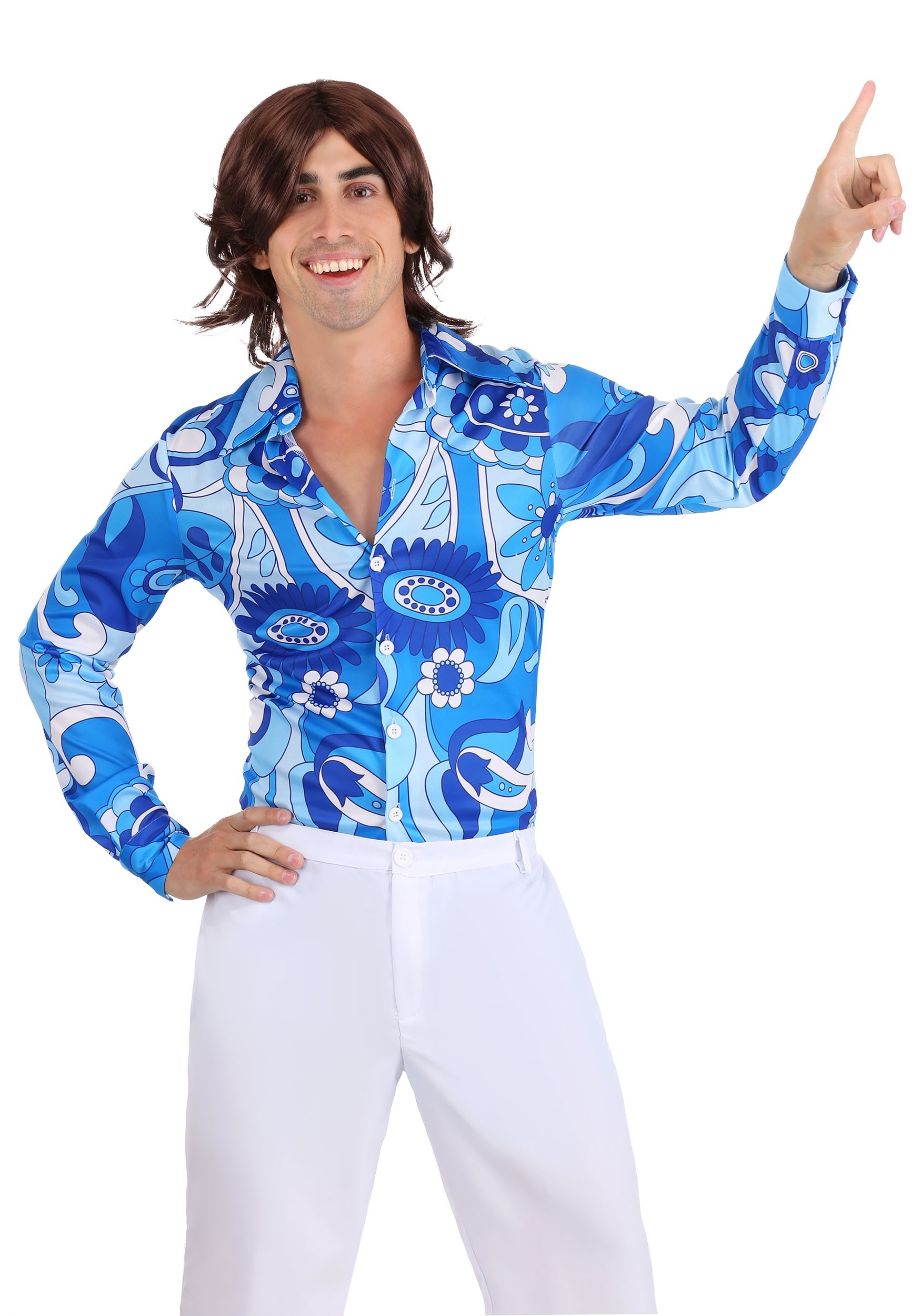 #14 Blue Flower Disco Shirt for Men