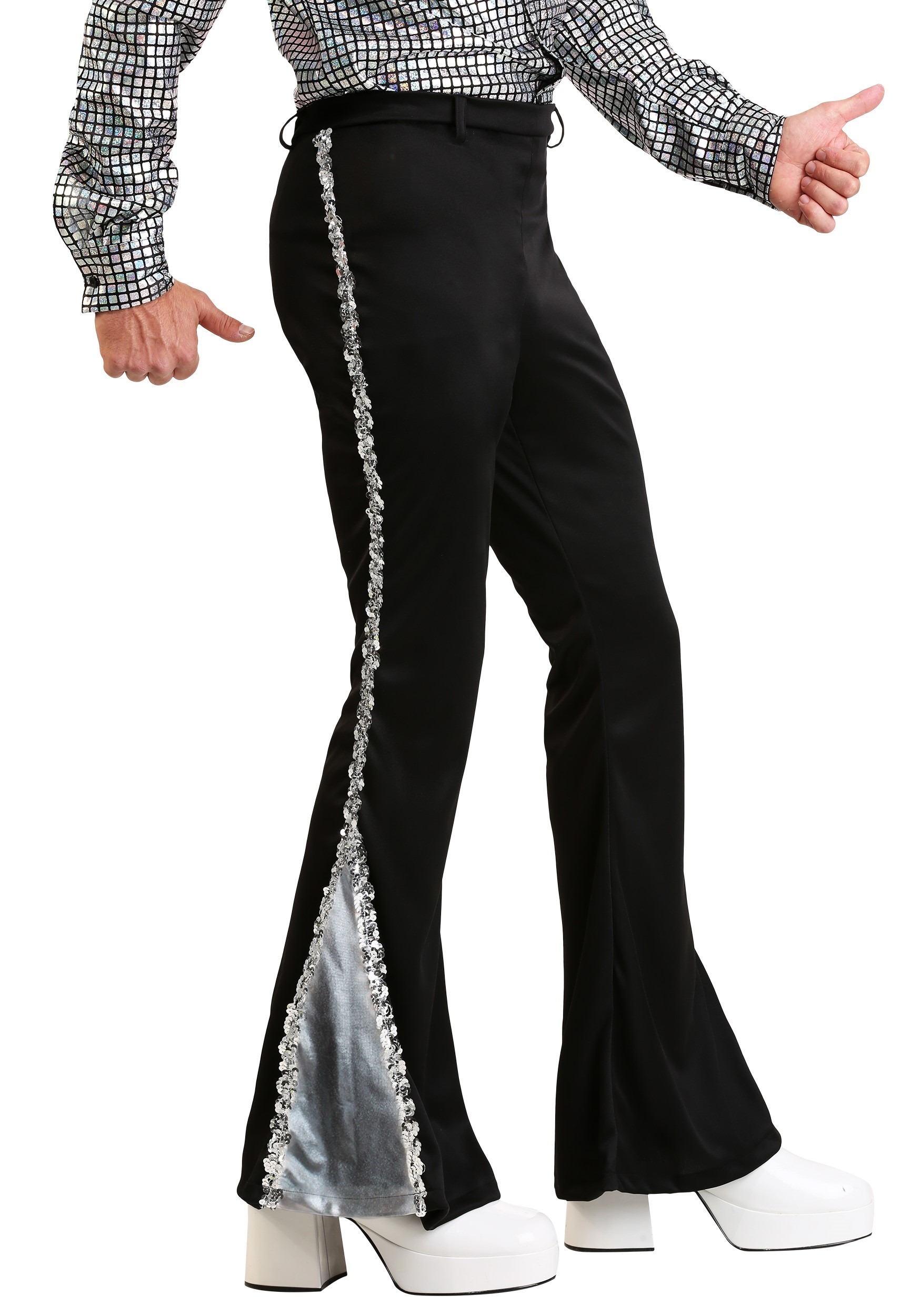 #6 Silver Sequin Disco Pants for Men