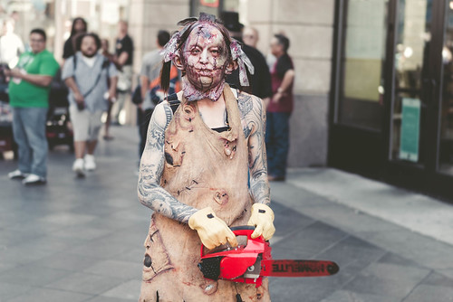 halloween zombiecrawl costumes cosplay denver streetphotography street portraits streetcar streetportraits leatherface zombies