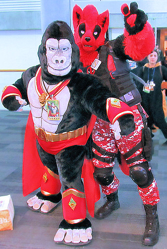 comics costume furry wolf gorilla muscle convention superhero speedo marvel spandex fursuit deadpool