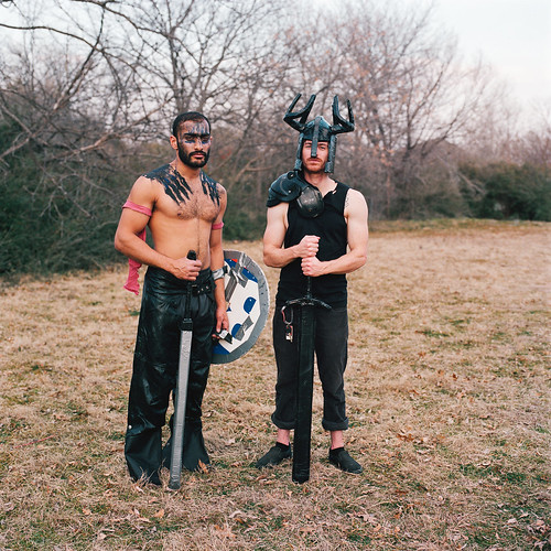 larp larping larpers larpparty backyard backyardparty yard dentontx panectorindustries nerf nerfwarfare battle weekendwarriors postapocalypticfashion hasselblad501c zeiss80mmf28 kodakportra400 film analog 120film mediumformat square squareformat 6x6 helmet antlers horns shield khaldrogo gameofthrones costume warriors warpaint facepaint portrait bokeh vscofilm filmisnotdead grainisgood