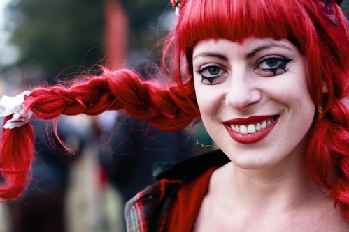 red party portrait festival hair fun lost toys costume redhair fancydress 2012 playgroup eyeliner losttoys playgroupfestival playgroupfestival2012