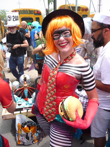 ocean nyc newyorkcity smile brooklyn fun creativity coneyisland costume marine hamburger freckles aquatic mermaid mermaidparade hamburglar surfavenue summer2011 mermaid2011