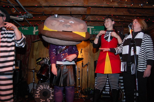 chicago rock tongue fun weird costume yummy crazy funny guitar stripes band tie lick mcdonalds delicious odd thief steal hideout hamburglars hamburgar veesonnets