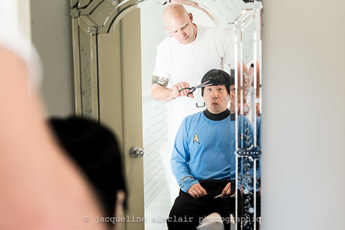 halloween costume characters dress up mr clean spock commander hair cut trim scissors fun funny play men