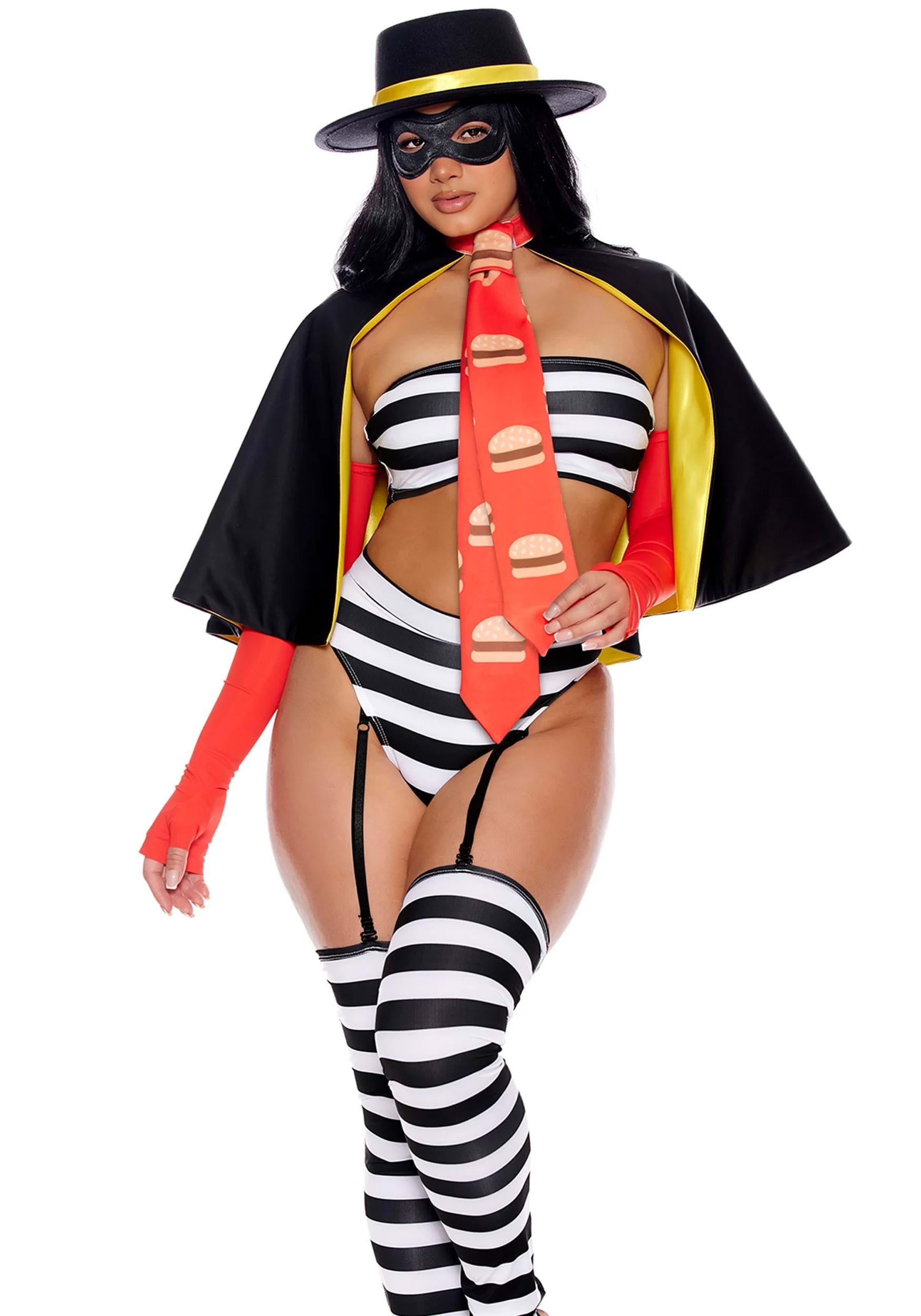 Sexy Women's Burger Burglar Costume | Fast Food Costumes