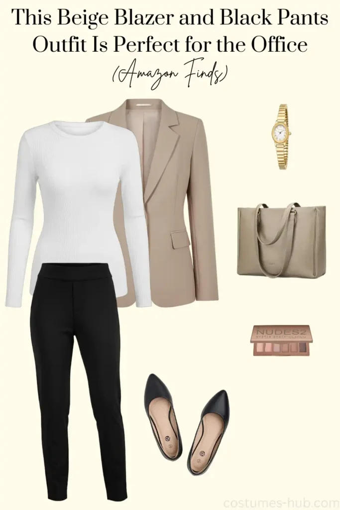 What to Wear to Work in Winter (Beige Blazer Outfit)