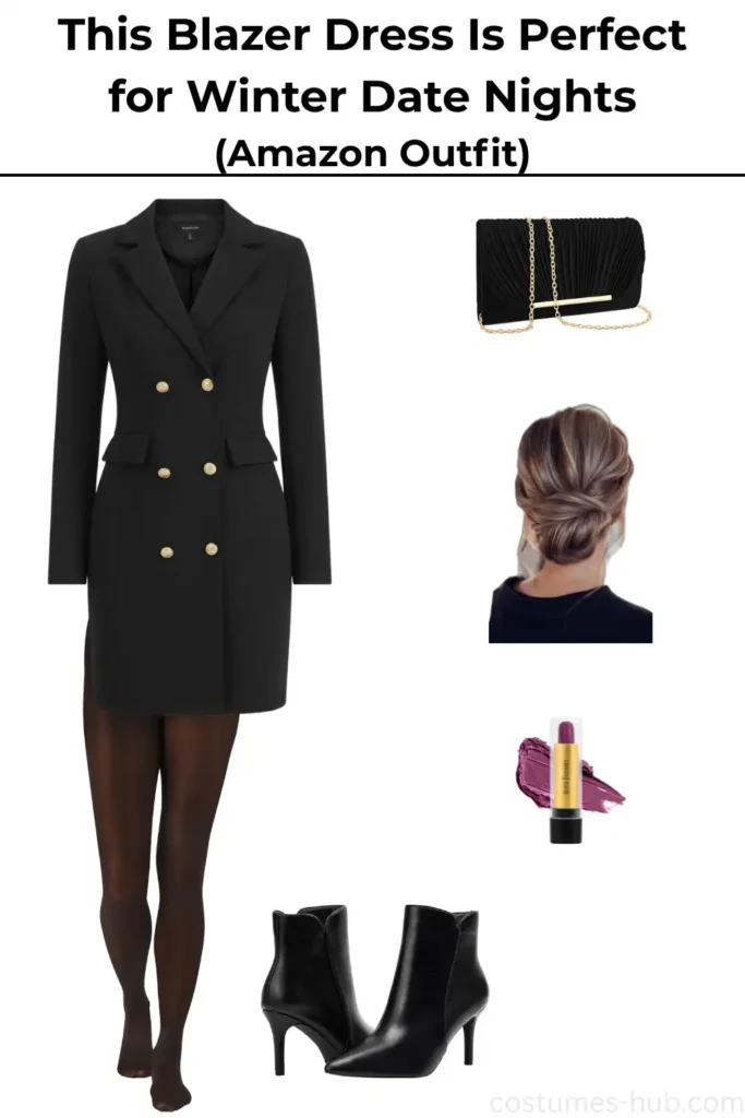 What to Wear on a Fancy Winter Date Night (Blazer Dress Outfit)