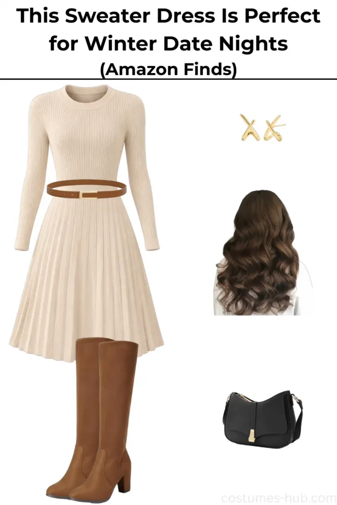 What to Wear on a Cold Winter Date (Sweater Dress Outfit)