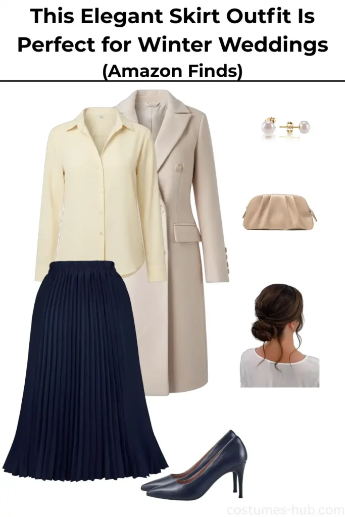 What to Wear to a Winter Wedding (Skirt and Blouse Outfit)