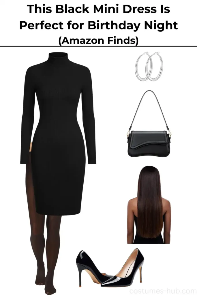 What to Wear to a Winter Birthday Dinner (Black Mini Dress Outfit)