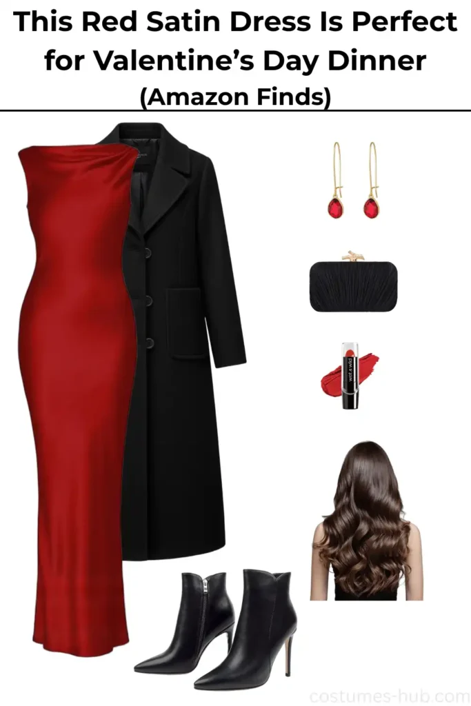 What to Wear to a Valentine’s Day Dinner (Red Satin Dress Outfit)